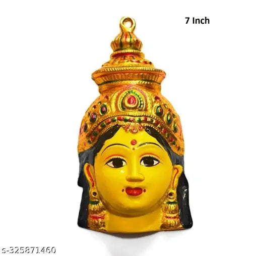 Yellow aluminum Shivoo Fashion Varamahalakshmi Yantra, Indian deity idol with jewels