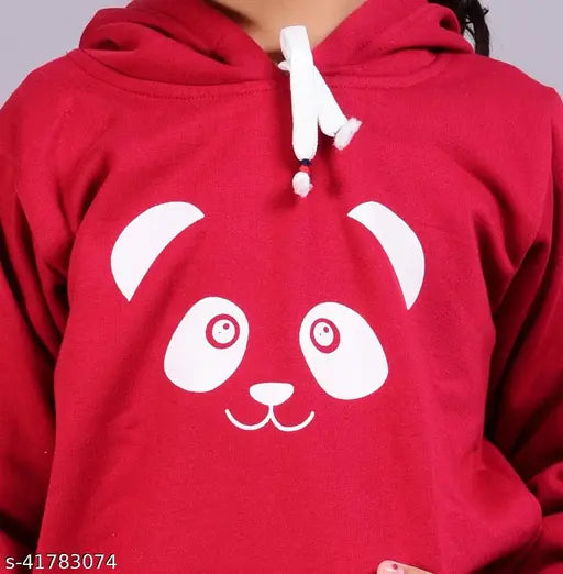 Maroon wool sweatshirt & hoodie for girls, self-design, long sleeves, size 0-12 years, made in India