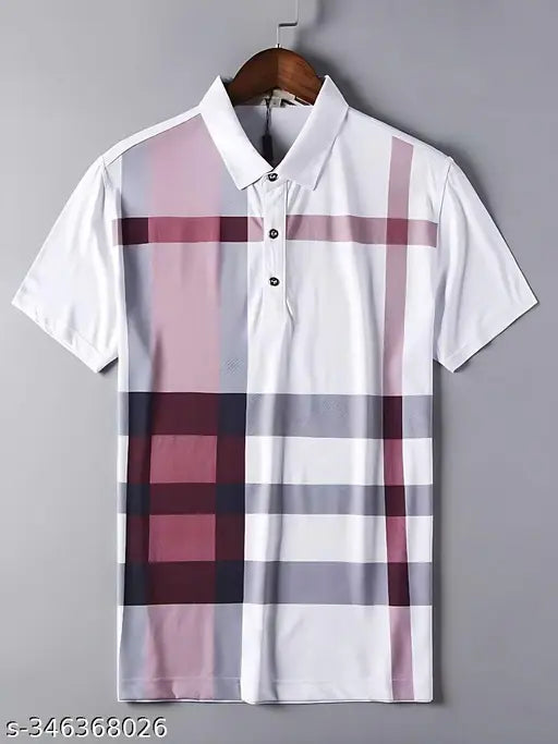 Black cotton blend half sleeve printed polo neck T-shirt for men, suitable for various styles and occasions