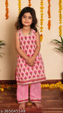 Rayon print kurtadupatta set featuring delicate floral motifs, geometric patterns, or abstract designs. Stylish calf length kurta and pant set for girls aged 3-10. Indian origin