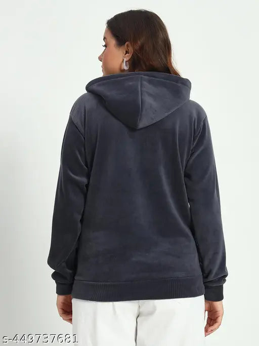 Gimco Corduroy Unisex kangaroo Pocket Grey Hoodie With Drawstring