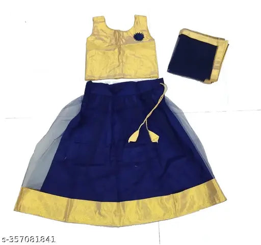 Beautiful designer girls' satin lehenga choli dupatta set in net fabric with butta patch work, Indian traditional attire for 6-9 years (sizes: 6-12M, 9-12M, 12-18M, 18-24M, 1-2Y, 2-3Y, 3-4Y, 4-5Y, 5-6Y, 6-7Y, 7-8Y, 8-9Y)