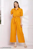 Solid crepe women's jumpsuit 2-piece, three-quarter sleeves, Indian made