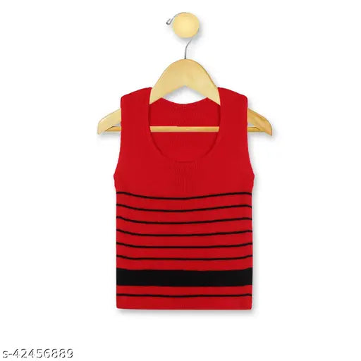 Red acrylic striped vests pack of 3 for boys' winter wardrobe