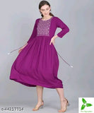 Embroidered rayon kurti, three-quarter sleeve, Kashvi Voguish women's casual & partywear