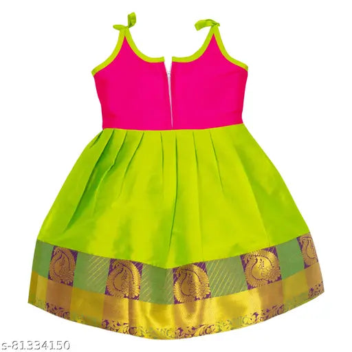 Sleeveless poly silk embellished net ethnic gown for girls (India), sizes 0-3 months - cute and classy fashion