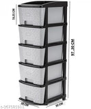 Drawer storage organizer system, with 5×1×1 feet dimensions. Black and gray design for organization of clothes, books, shoes, toys, socks, files, etc