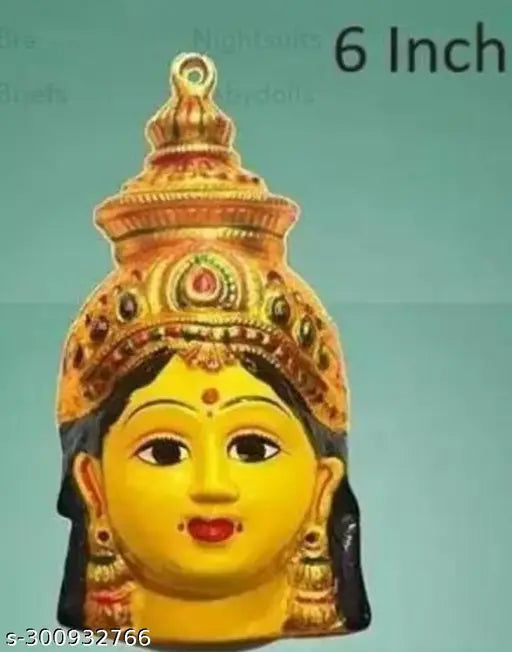 Yellow aluminium Varalakshmi Idol (6 inch), Indian handmade goddess decor showpiece