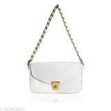 White crossbody sling bag with gold hardware