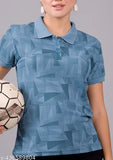 Women's collar neck regular polycotton t-shirt with long sleeves and printed net, available in XL (20in bust, 27in length), XXL (21in bust, 28in length), XXXL (22in bust, 29in length). Elevate casual wardrobe with premium self-design dry fit matty fabric