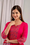 Women's rayon three-quarter sleeve solid anarkali kurti, best choice for party wear