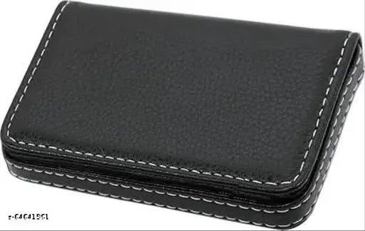 Trendy faux leather men's card holder, 2 compartments, solid pattern, black, latest design, Indian origin