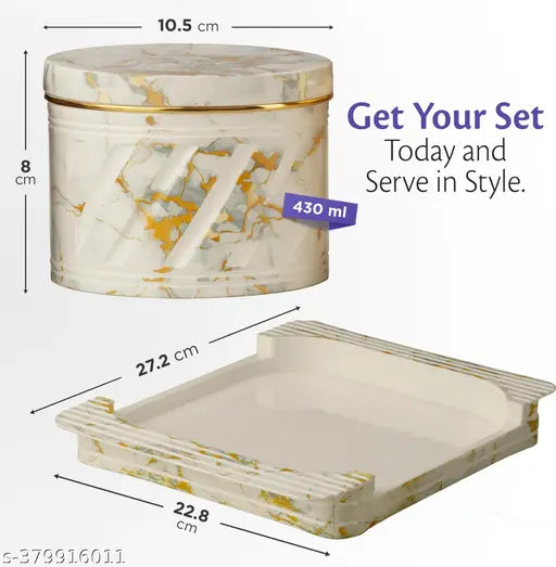 The Italian white marble serving set, a 4-piece set