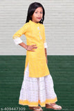 Stylish Rayon A-line kurti set with three-quarter sleeves, available in multiple vibrant colors for girls aged 2-5 years, India origin