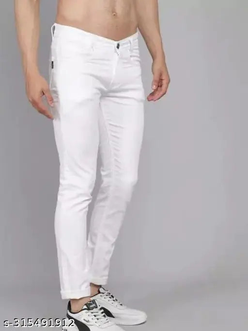 Plain white cotton-blend jeans for men, size 28/30/32 - Flaying Men 23CFAO
