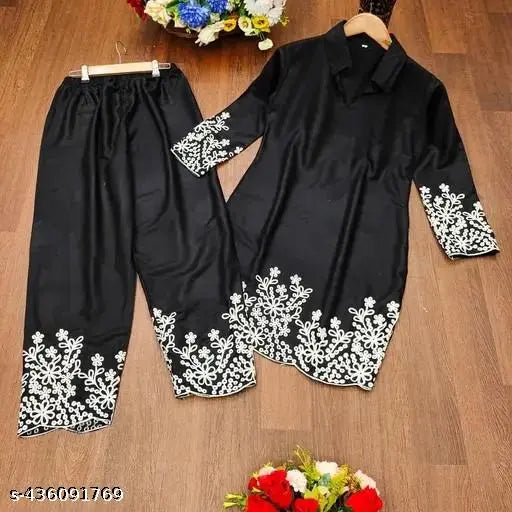 Summer Special Rayon Embroidered Co-ord set for women and girls, long sleeves coordinating top & bottom in rayon fabric