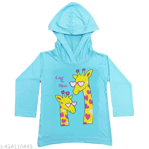 Cotton girls hoody t-shirts combo pack of 3, printed long-sleeve sets for kids aged 2-10 years, made in India