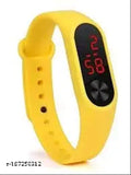 Latest digital wrist watch with yellow strap and LED display