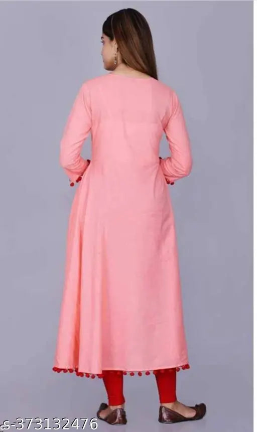 A stylish pink women's kameez with a red dupatta