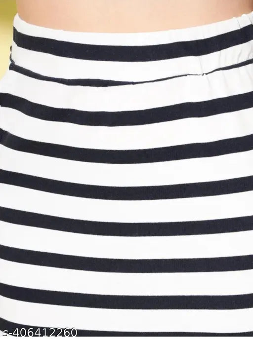 Black striped skirt with side cut detail
