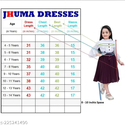 Maroon and white chiffon full-sleeve party dress for girls, decorated with buttons, suitable for 2-12 years old