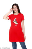 Red women's half sleeve round neck printed cotton t-shirt