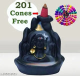 Adiyogi Mahadev black stone statue, Shiva lingam centerpiece with smoke backflow, cones included for free