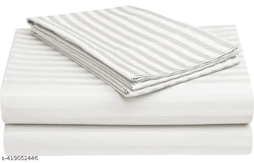 Striped satin BHAVYA APPAREL king size bedsheet with 2 pillow covers, ideal for summer adult use