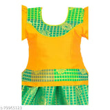 Chanderi silk lehenga choli with waist belt and art silk dupatta for kids, embellished Indian ethnic wear on display