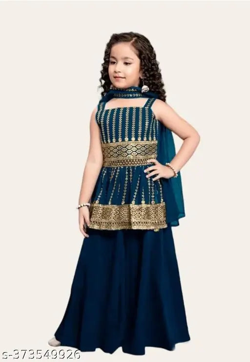 Pretty Stylus Girls Kurta Suit Sets, crepe dupatta and bottomwear, printed, vibrant kids outfits, Pack of 3 sizes 2-3Y to 10-11Y, Indian origin