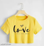 Cotton blend printed women's premium croptop T-shirt, stylish short sleeves, sizes S-XL originating from India