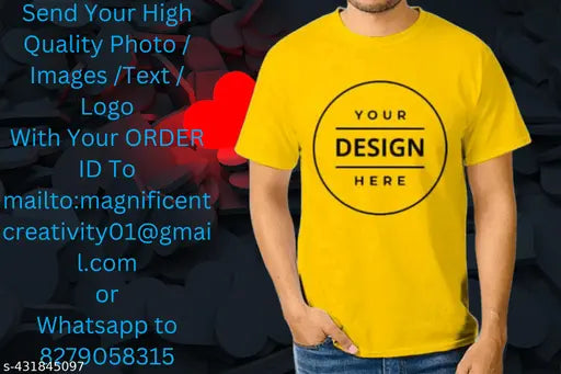 Personalized round neck poly blend T-shirts, customizable for boys, girls, men, and women, with vibrant printed designs, made in India