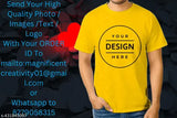 Personalized round neck poly blend T-shirts, customizable for boys, girls, men, and women, with vibrant printed designs, made in India