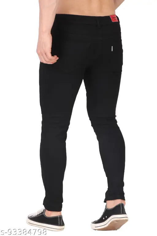 Slap black printed distressed denim jeans for men - One pair of size 30, featuring a placement print in dark indigo denim fabric