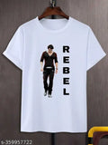 Printed polyester short sleeve t-shirt, POLY REBEL LOOK on hanger, versatile fashion for all sizes