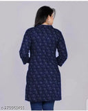 Blue printed kameez with short sleeves