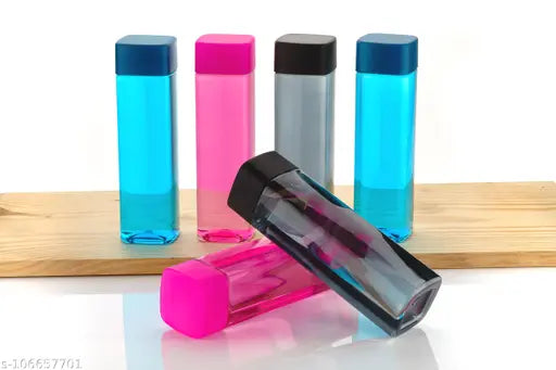 Multicolor Feednix Squaremate 1L Plastic Water Bottles, pack of 6 for home or office use