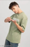 Men's oversize round neck, printed cotton blend casual t-shirt in vibrant colors, India origin
