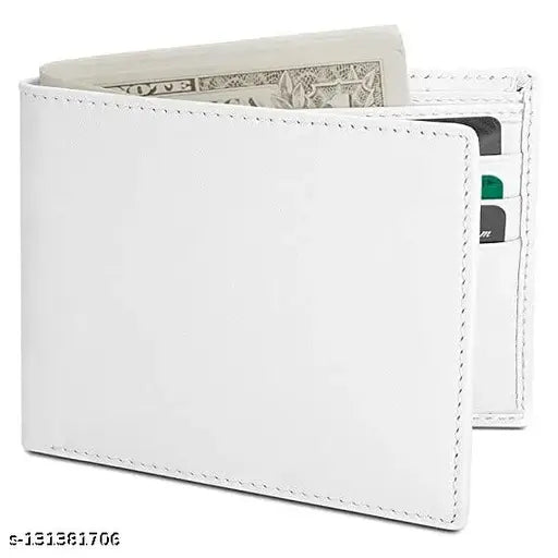 Faux leather wallet with solid color, featuring 2 card slots, 2 note compartments, and 3 card slots. High-quality PU leather design from India