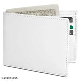 Faux leather wallet with solid color, featuring 2 card slots, 2 note compartments, and 3 card slots. High-quality PU leather design from India