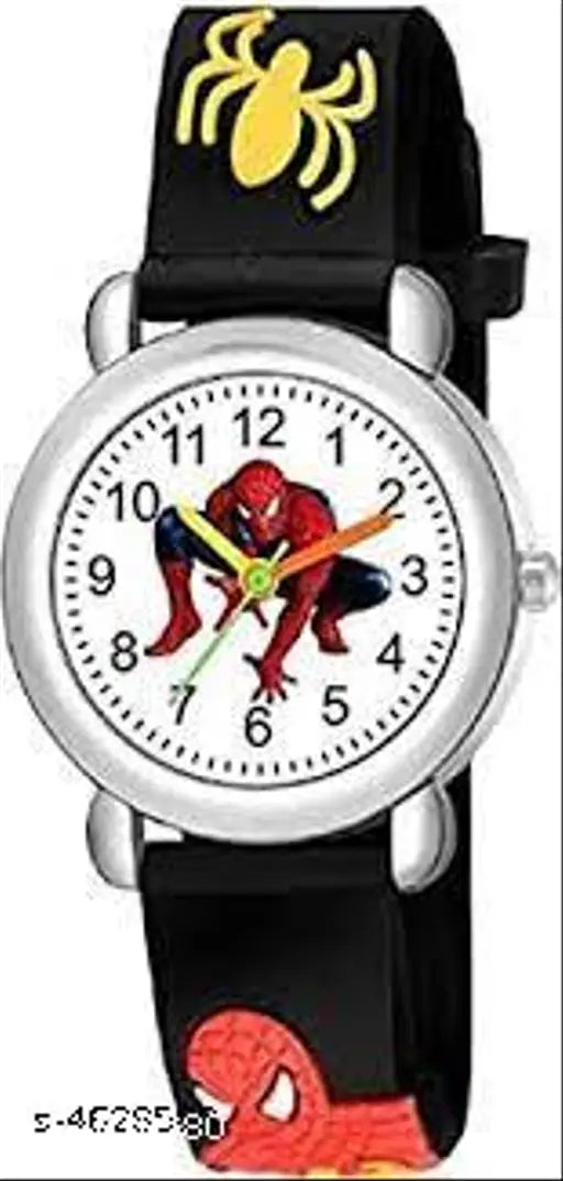 Black Spiderman kids watch with glow in dark hands