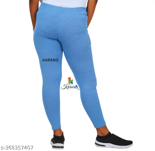Stylish cotton blend women's jeans pack of 4, hoseiry cotton waste recycled, comfortable and lightweight jeggings for trendy casual wear. Available sizes: 26, 28, 30, 32, 34, Free Size. Made in India