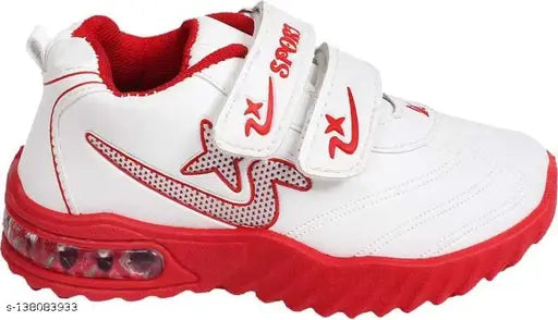 White and red sneakers with Nike logo, designed with cushioning and multiple straps