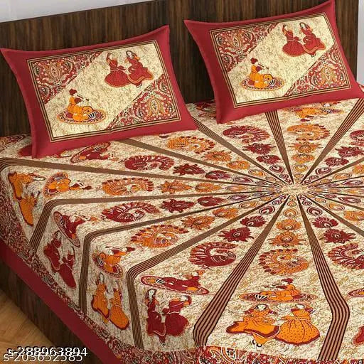 Pure cotton double queen size Jaipuri bedsheet, 160 thread count for summer adult use, made in India