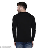 Black polyester men's full sleeve t-shirt with life line print, long sleeves and trendy design