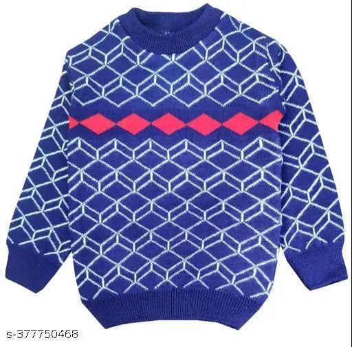 Woolen lightweight round neck sweater set (boys & girls), warm winter clothing in self-design patterns. Attractive colors and premium printing, long sleeves for added warmth. Size: 18-24 Months - India