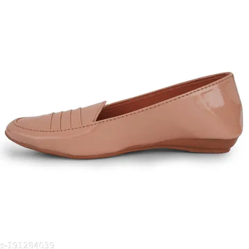 Patent leather pink SKOLL Shiney Pointy Bellies - stylish slip-on women's casual footwear (India)