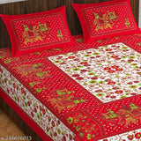 White cotton flat sheets, Jaipuri pattern, 2 pillow covers. Classic bedsheets by VNV Creation for summer