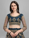 Embroidered net Lehenga Choli set with heavy Kali work and stone detailing, ultra satin inner. Indian Patlani style semi-stitched Lehenga (44m waist, 44m length), unstitched Choli (0.80 mtr), and dupatta (2.25 m)