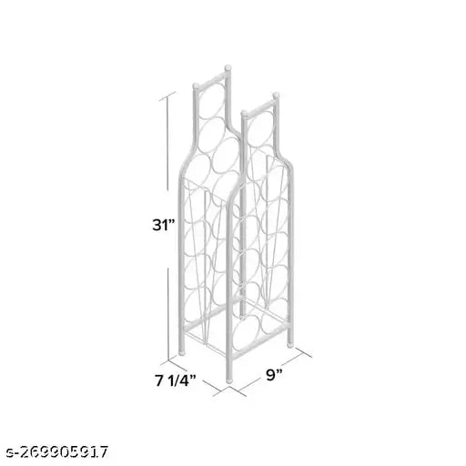 Matte black metal wine bottle rack with 9 vertical slots and open design, holds up to 9 bottles